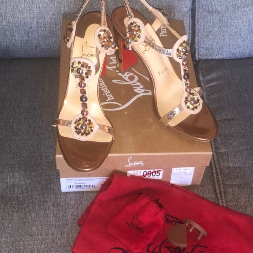 Christian Louboutin Gold tone Heels Elegant Design